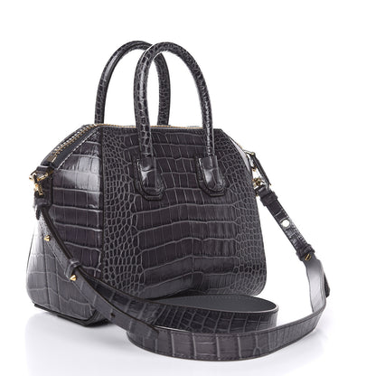 Givenchy Calfskin Crocodile Embossed Mini Antigona Storm Grey 3 of 9