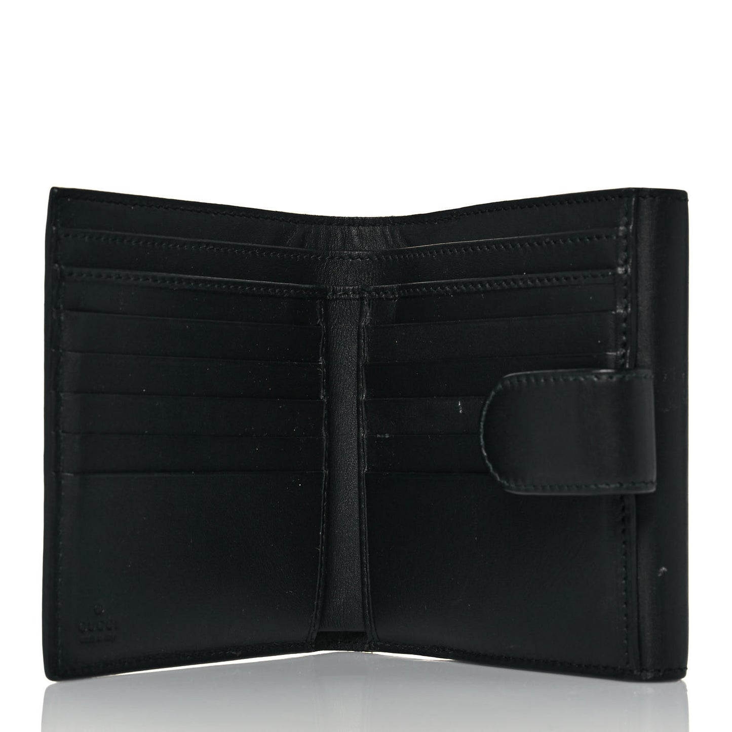 GG Supreme Monogram Pearl Studded French Wallet Black