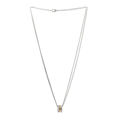 Cartier 18K White Pink Gold Diamond Three Ring LOVE Pendant Necklace 3 of 5