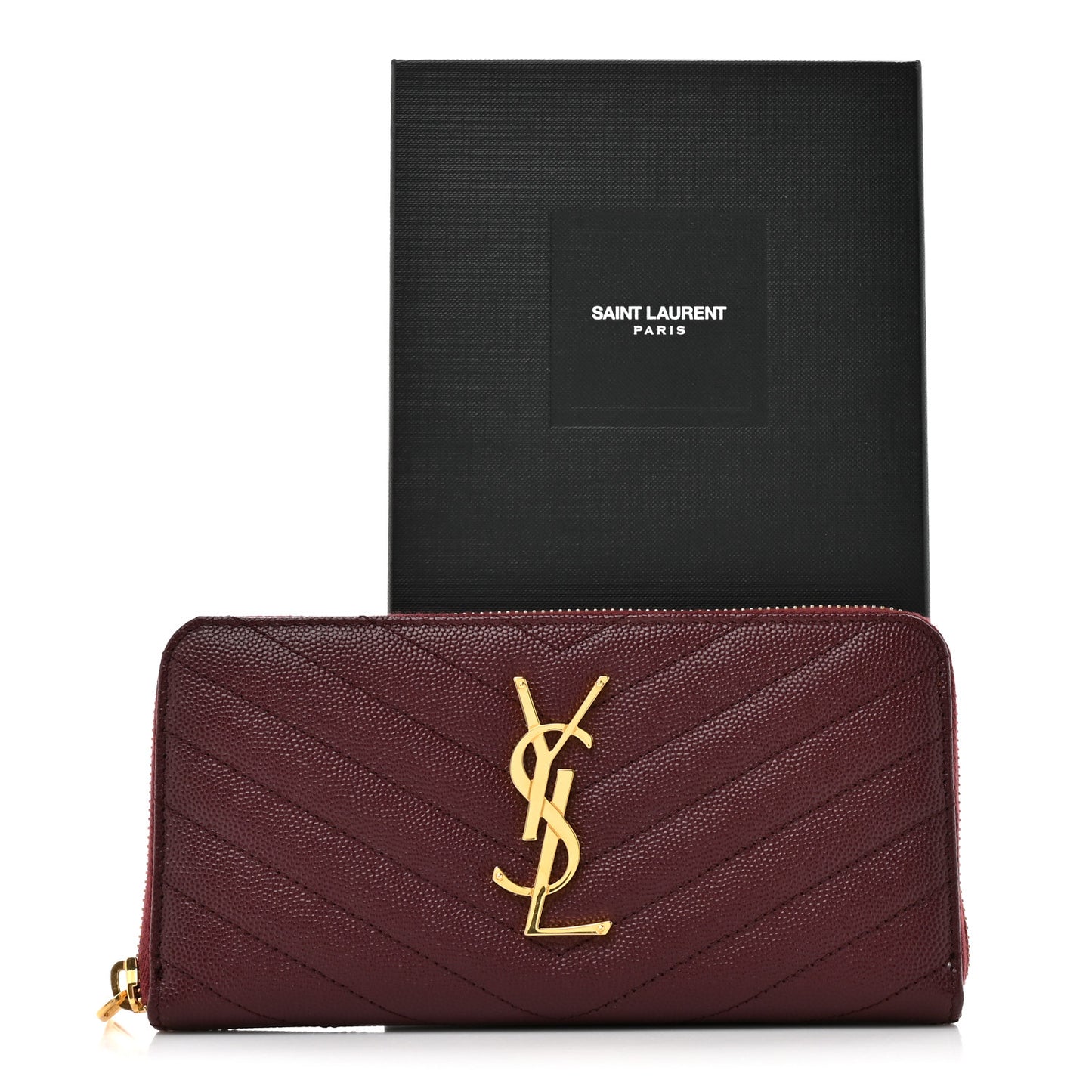 Grain De Poudre Matelasse Chevron Monogram Zip Around Wallet Rouge Legion