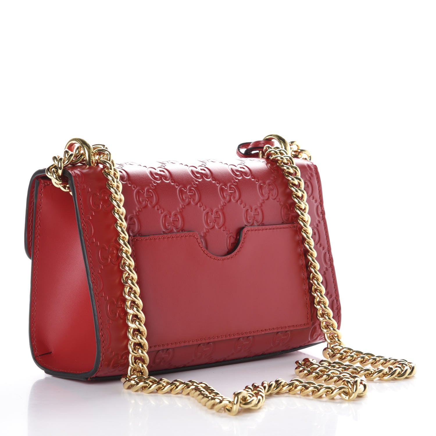 Gucci Guccissima Small Padlock Shoulder Bag Hibiscus Red 4 of 11