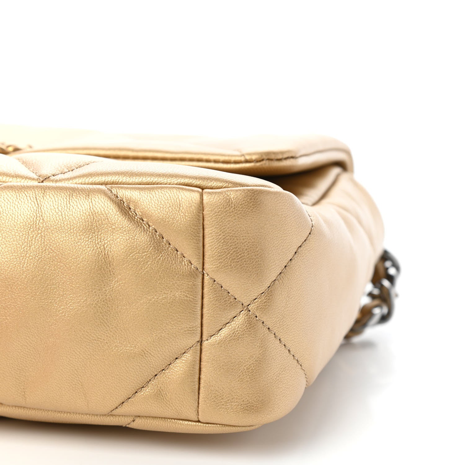 Chanel Metallic Goatskin Quilted Medium Chanel 19 Flap Gold 9 of 11