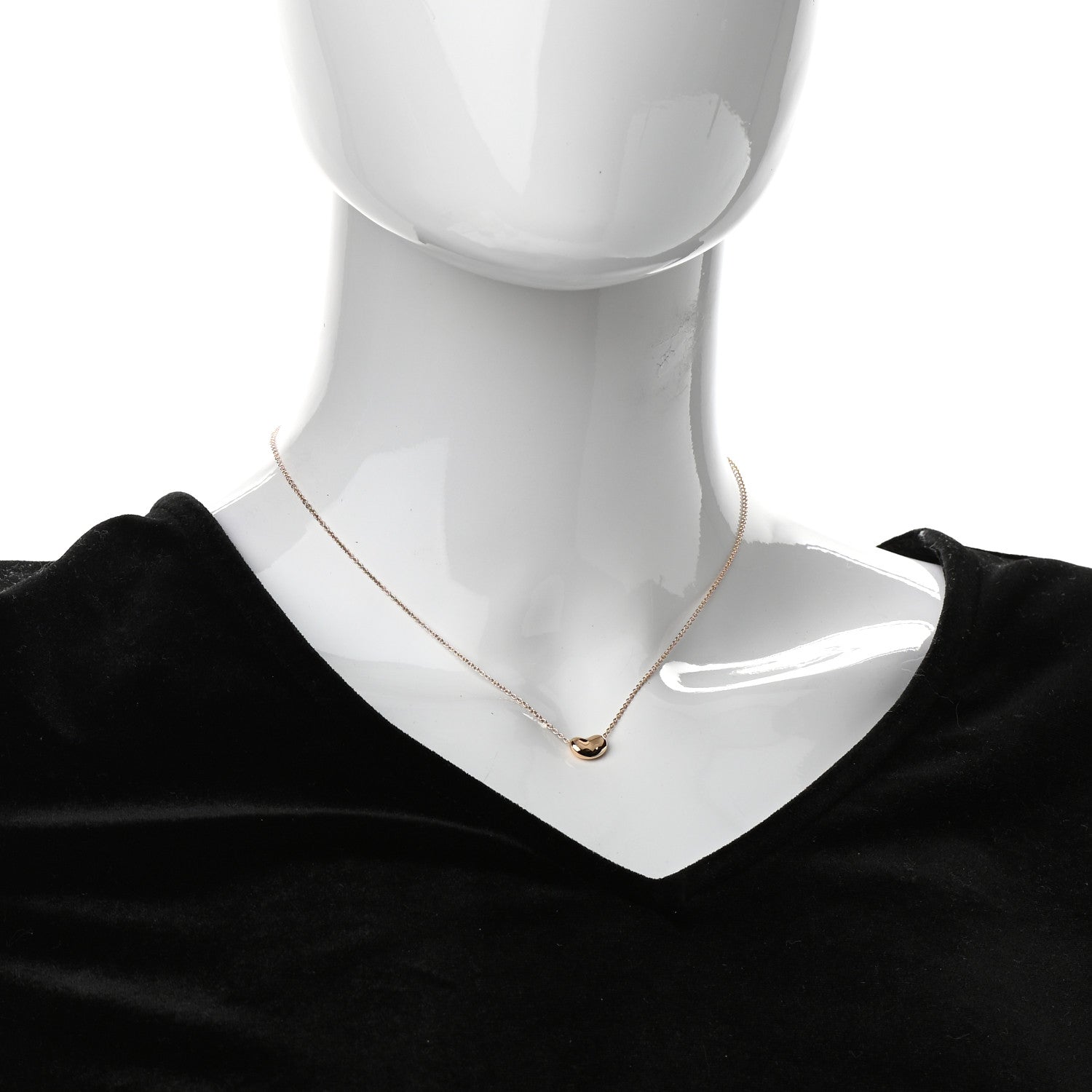 Tiffany 18K Rose Gold 9mm Elsa Peretti Bean Pendant Necklace 2 of 7