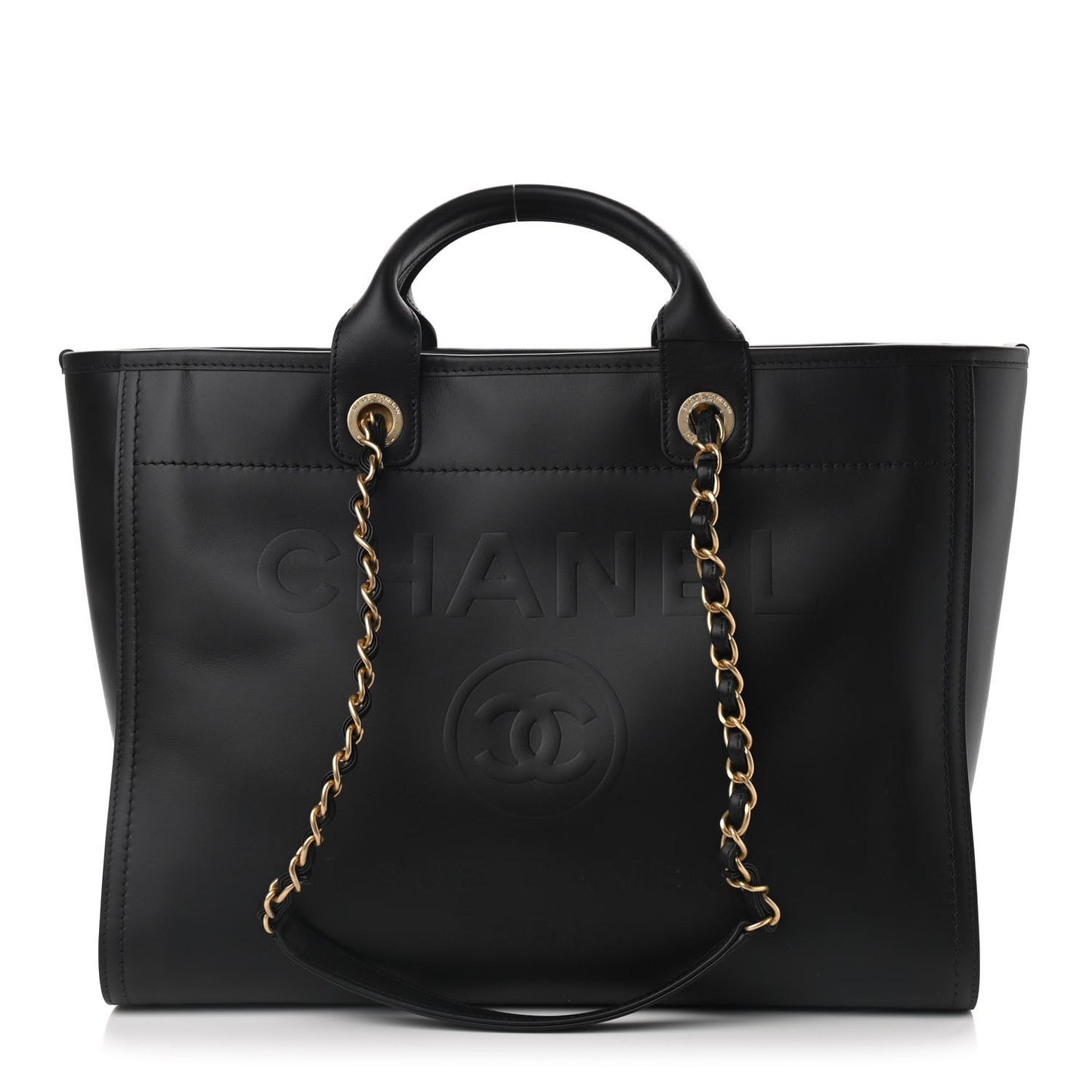 Calfskin Medium Deauville Tote Black
