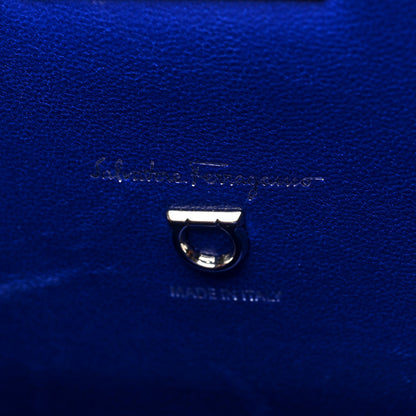 Salvatore Ferragamo Hammered Calfskin Medium The Studio Box Bag Blue 6 of 9