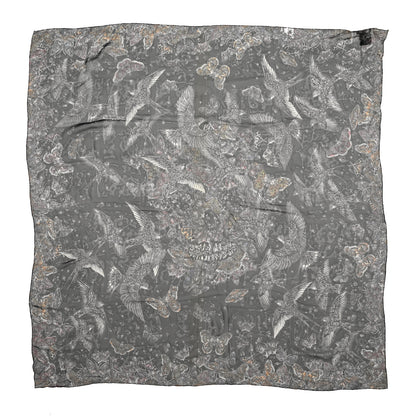 Alexander McQueen Silk Chiffon Wildflower Flight Scarf Black 1 of 3