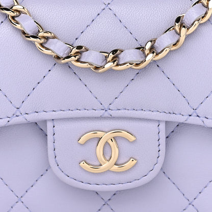 Chanel Lambskin Quilted Top Handle Flap Coin Purse With Chain Light Purple 9 of 11