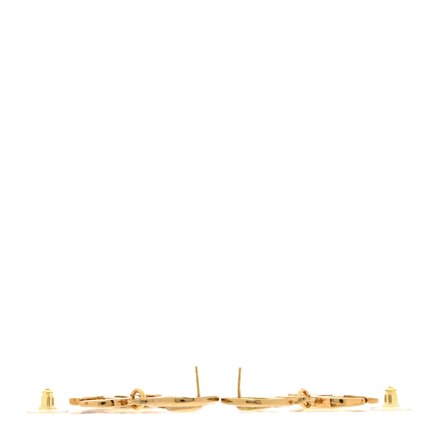 Metal CC Swirl Dangle Earrings Gold