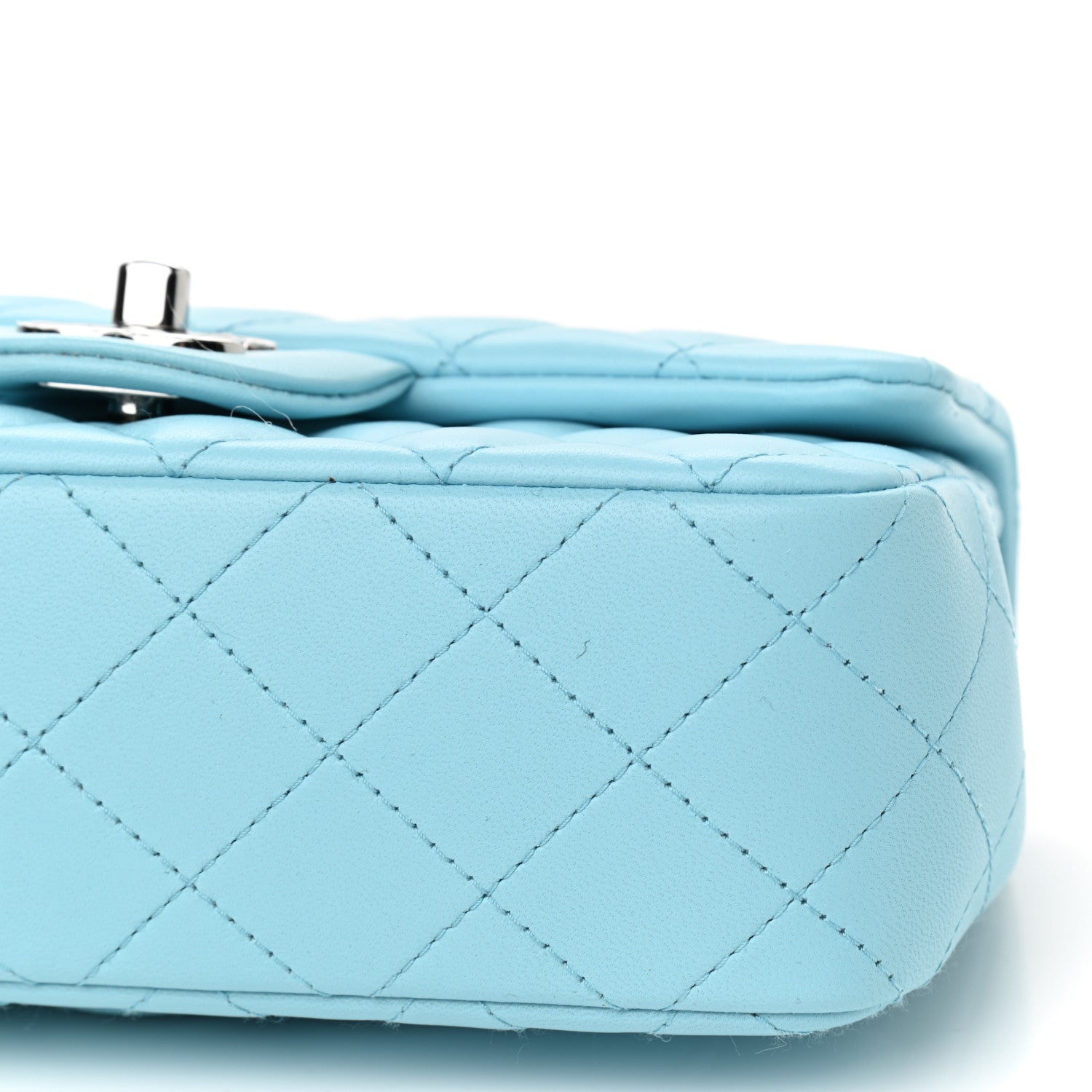 Chanel Lambskin Quilted Mini Rectangular Flap Neon Blue 9 of 9