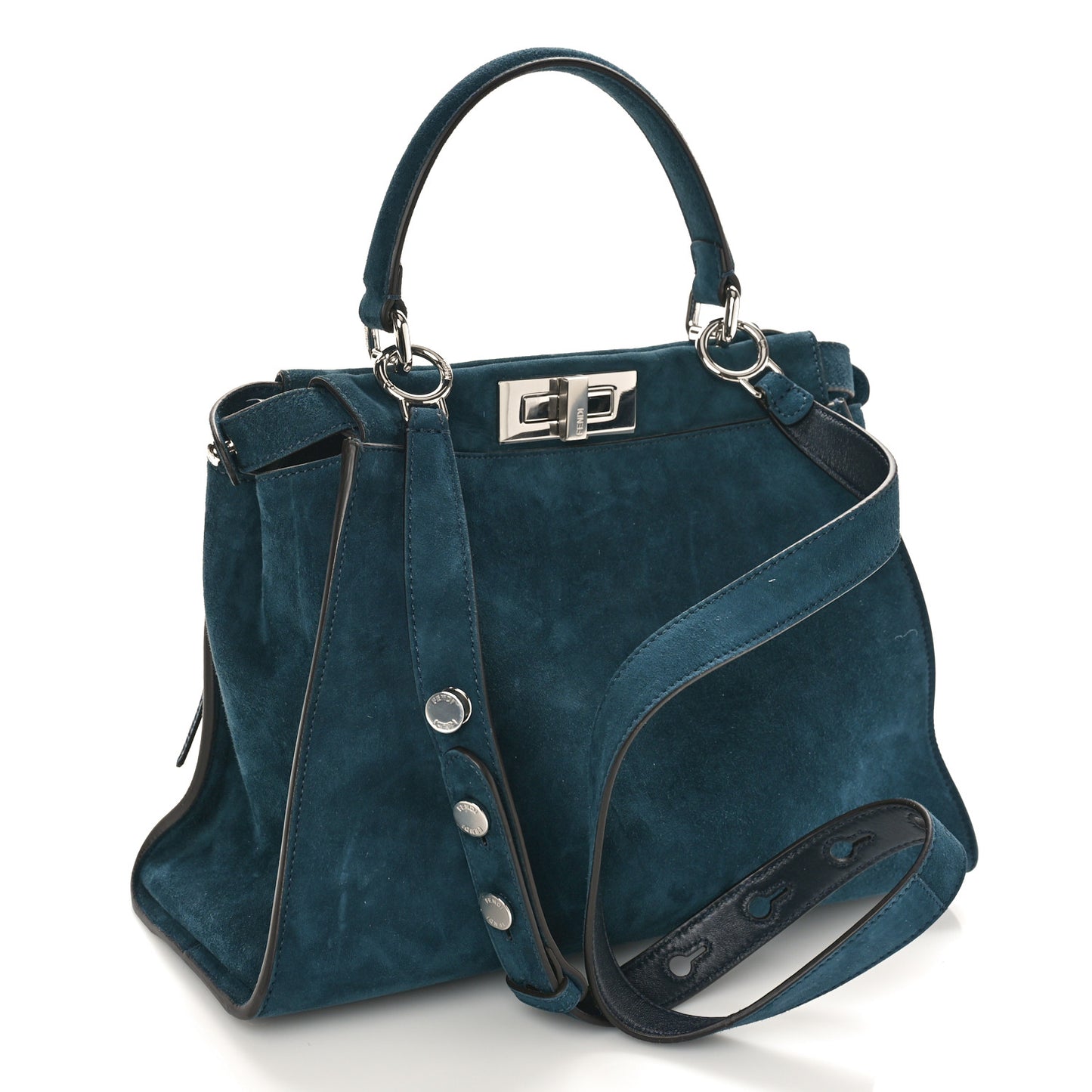 Chamois Karung Shiny Nappa Medium 3 Pocket Peekaboo Iconic Satchel Cobalto Petrolio
