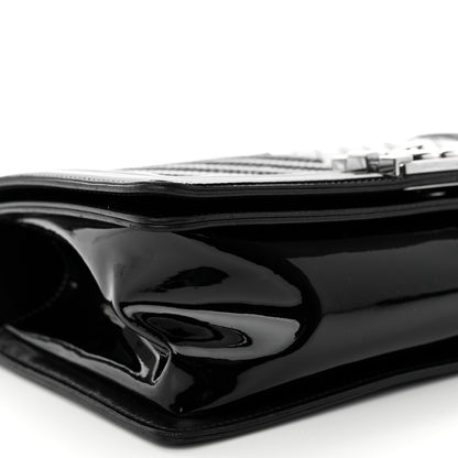 Chanel Patent Glitter PVC Chevron Quilted Medium Boy Flap Black Silver 9 of 11