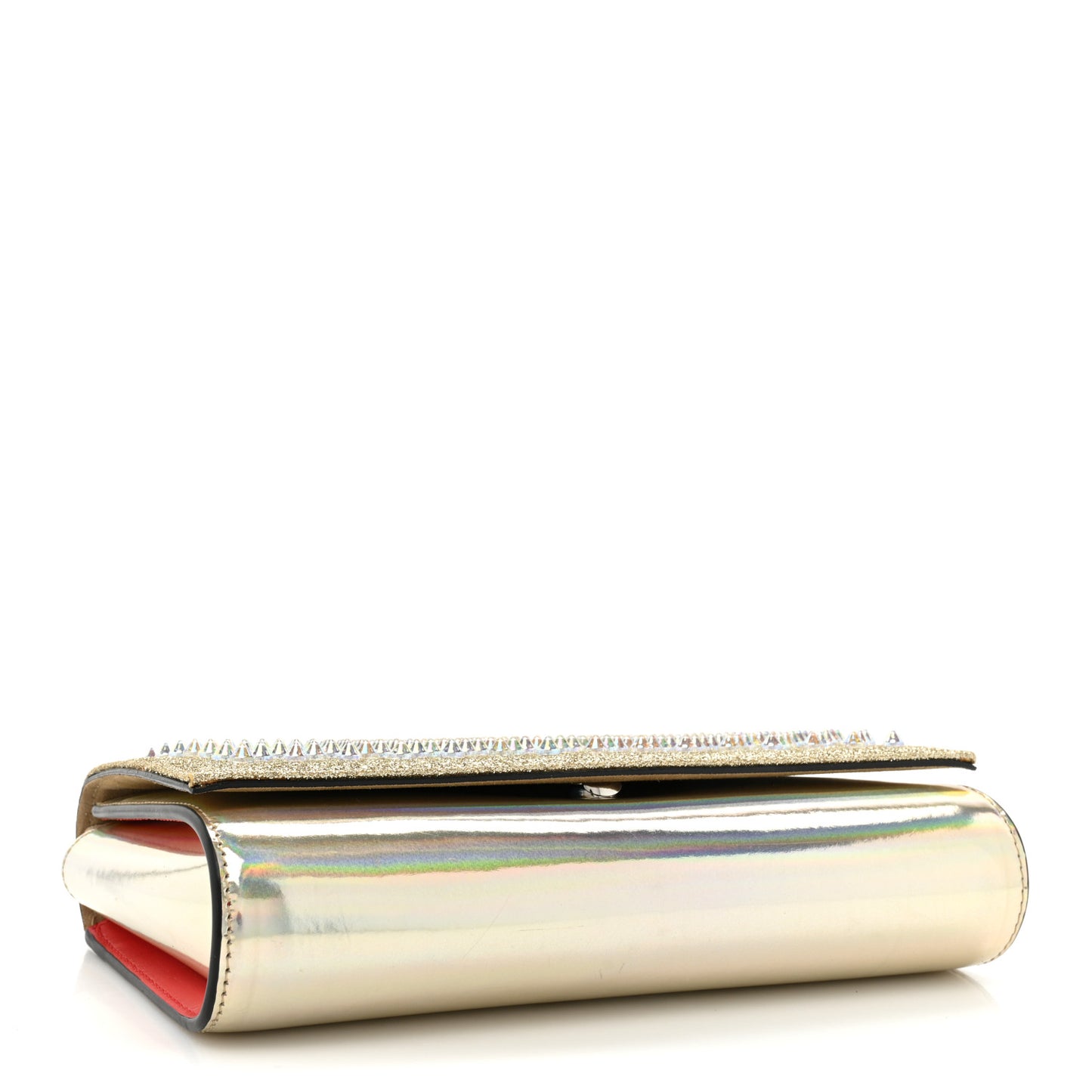 Glitter Metallic Patent Calfskin Psychic Spikes Paloma Clutch Gold