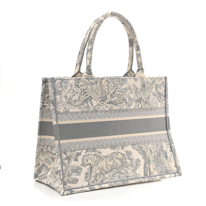 Christian Dior Canvas Embroidered Medium Dioriviera Toile De Jouy Book Tote Gray 3 of 10