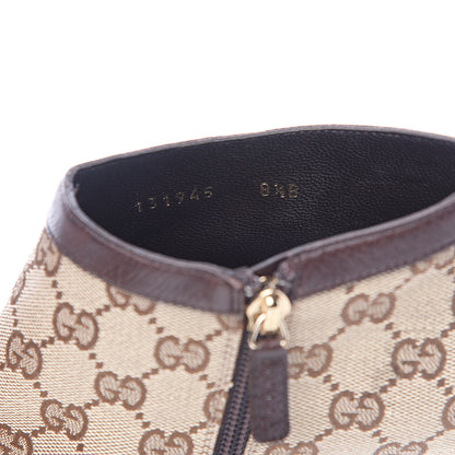 Gucci Monogram Textured Calfskin D Ring Ankle Booties 8.5 Beige Ebony Cocoa 7 of 9