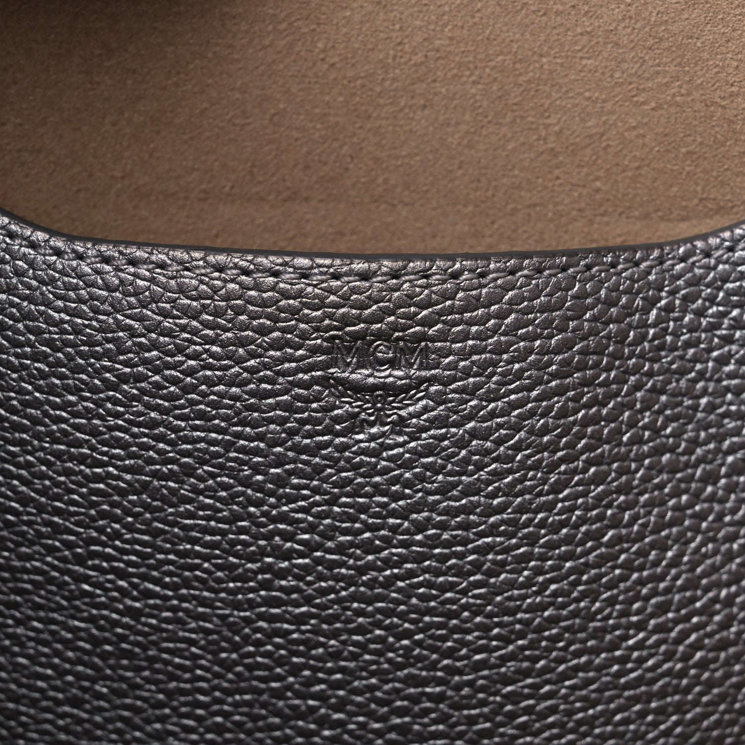 MCM Metallic Grained Calfskin Medium Top Zip Tote Spike Silver 6 of 18