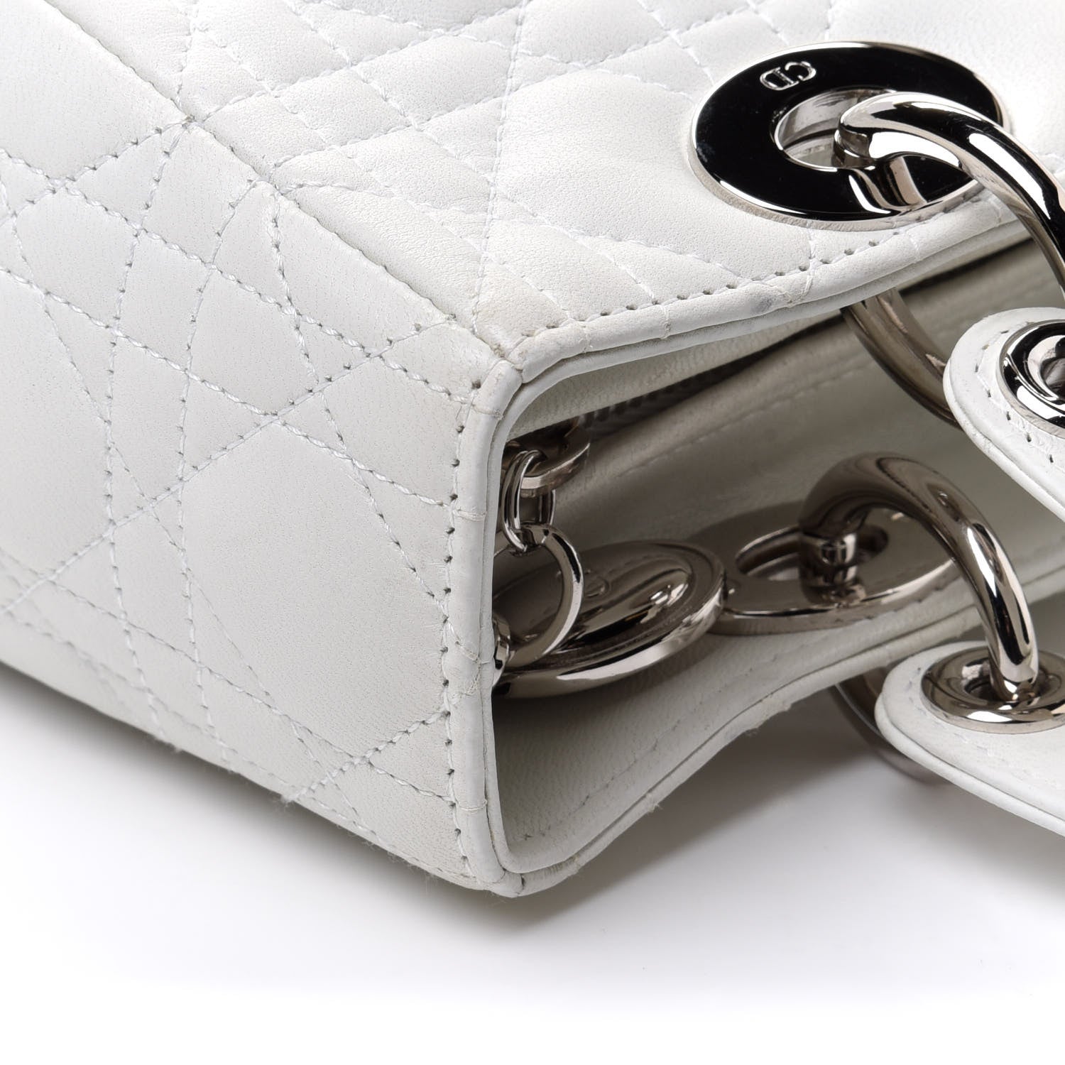Christian Dior Lambskin Cannage Medium Lady Dior White 7 of 16