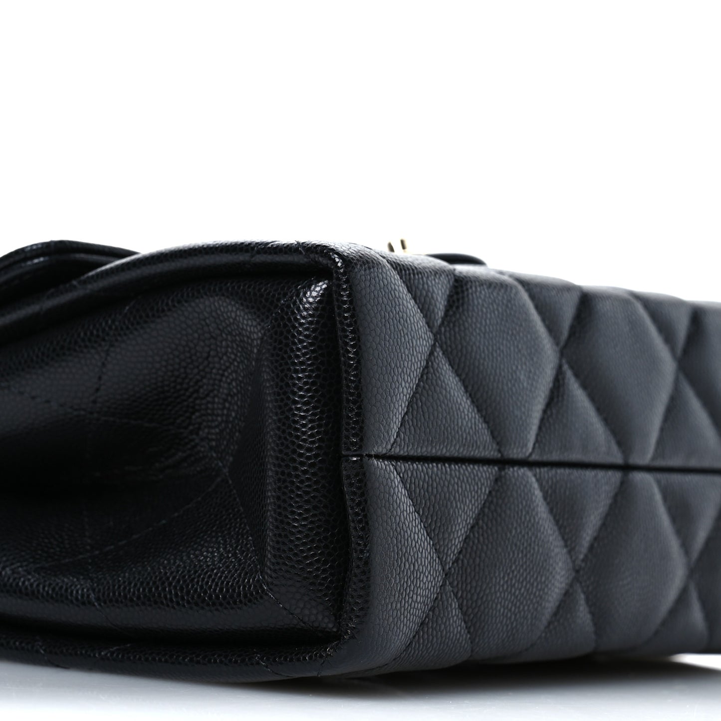 Caviar Quilted Retro Mini Twist Top Handle Clutch Flap Black