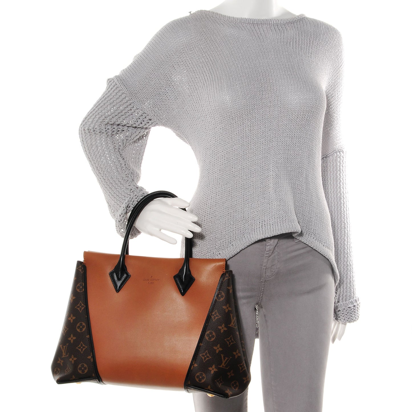 Monogram Cuir Orfevre Tote W PM Noisette