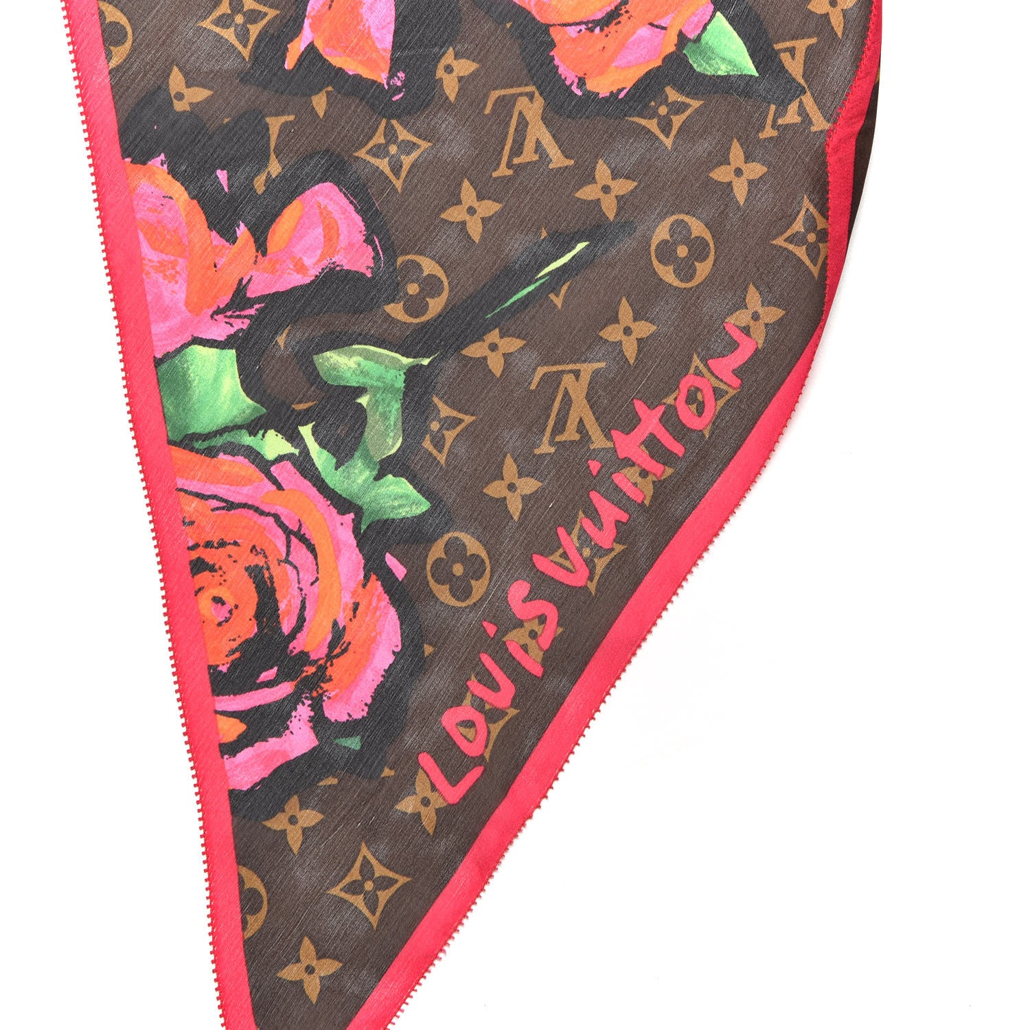Louis Vuitton Silk Monogram Roses Scarf Marron 4 of 6