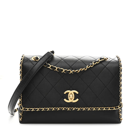 Chanel Calfskin Stitched Chain Flap Black 1 of 11