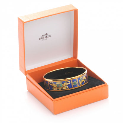 Hermes Enamel Printed Elephant Torana Wide Bracelet 65 3 of 8