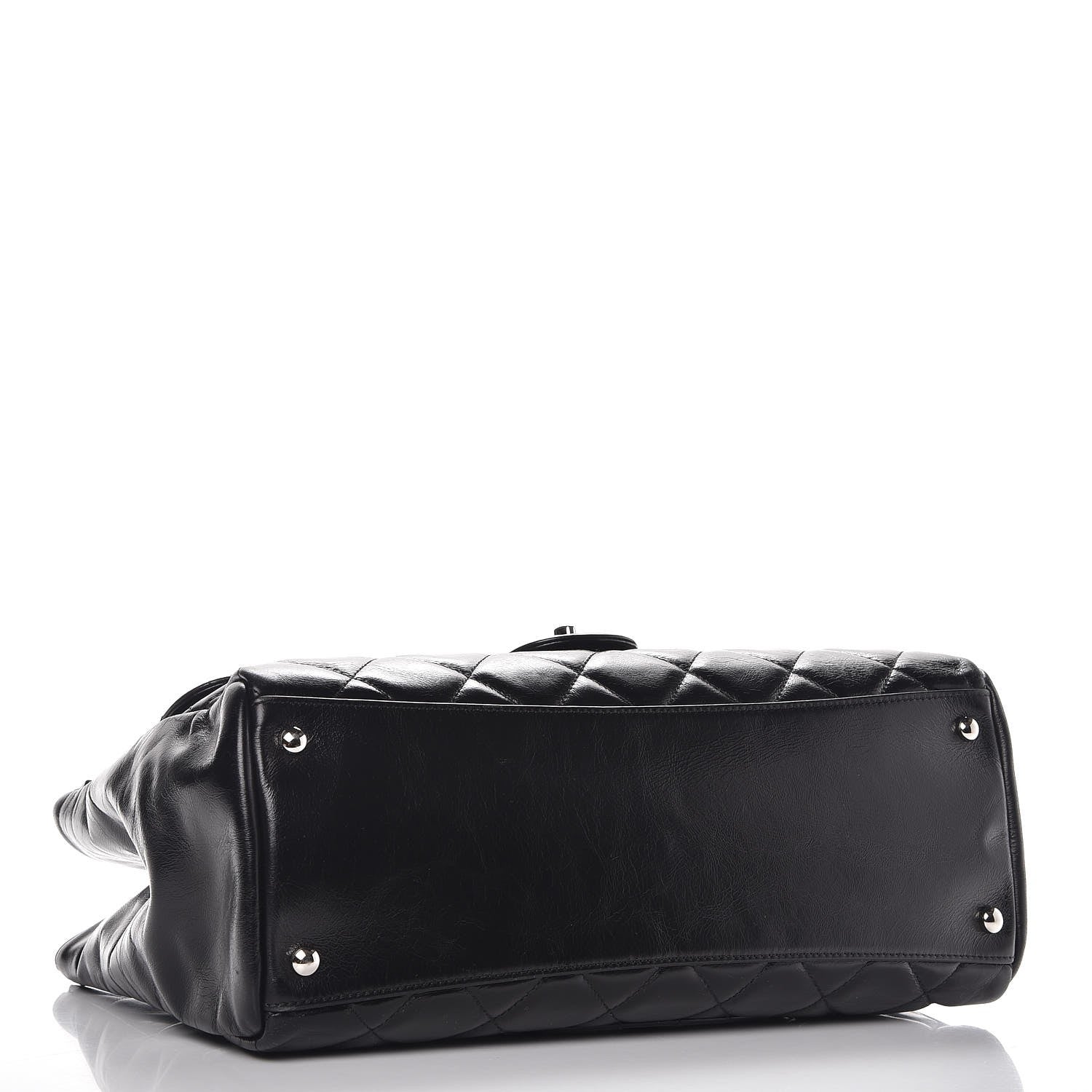 Chanel Glazed Calfskin Quilted Small CC Delivery Tote Black 5 of 17