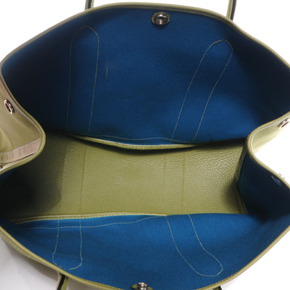 Hermes Toile Leather Garden Party MM Tote Vert Anis Green 5 of 6