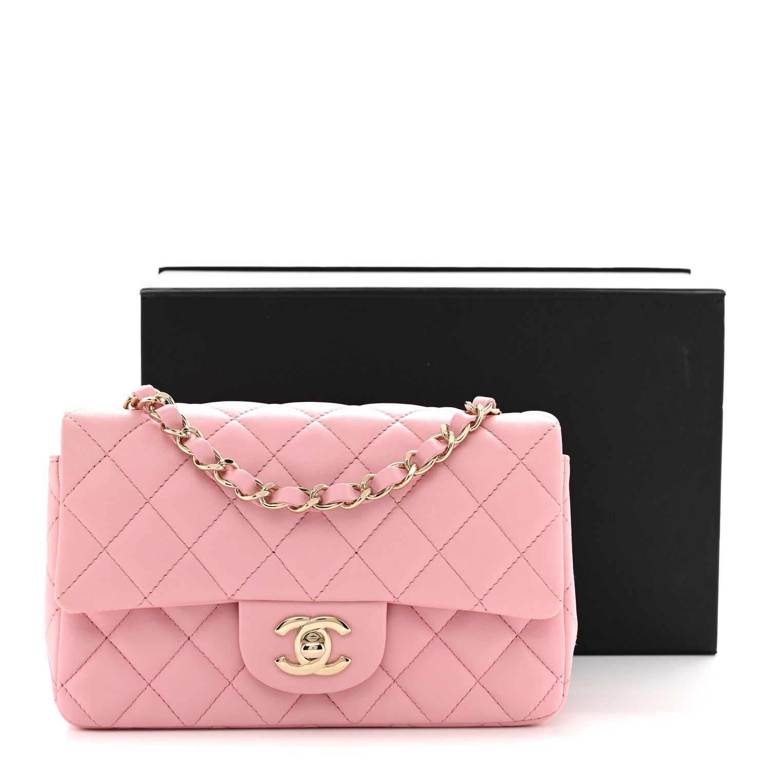Chanel Lambskin Quilted Mini Rectangular Flap Pink 11 of 11