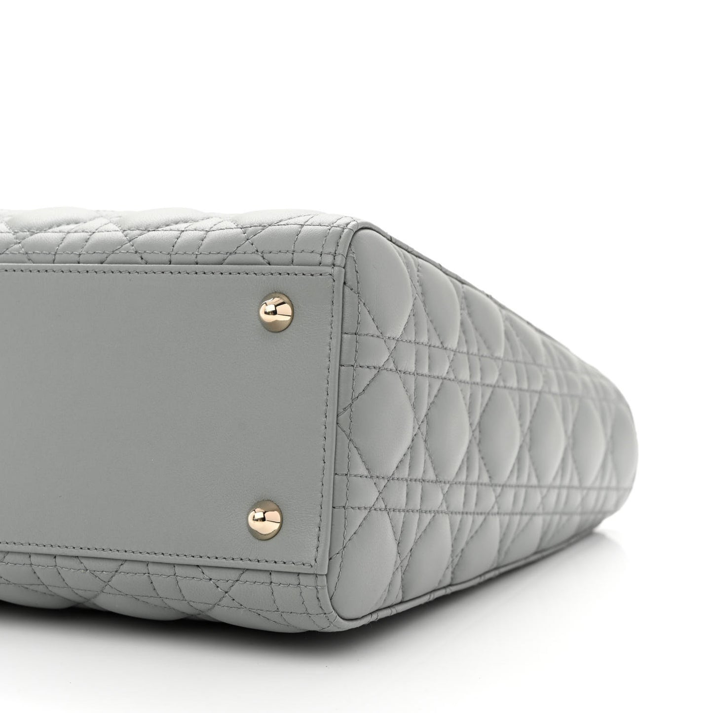 Lambskin Cannage Large Lady Dior Stone Grey