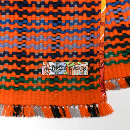 Hermes Cashmere Madras Pixel Stole Orange Multicolore 4 of 4