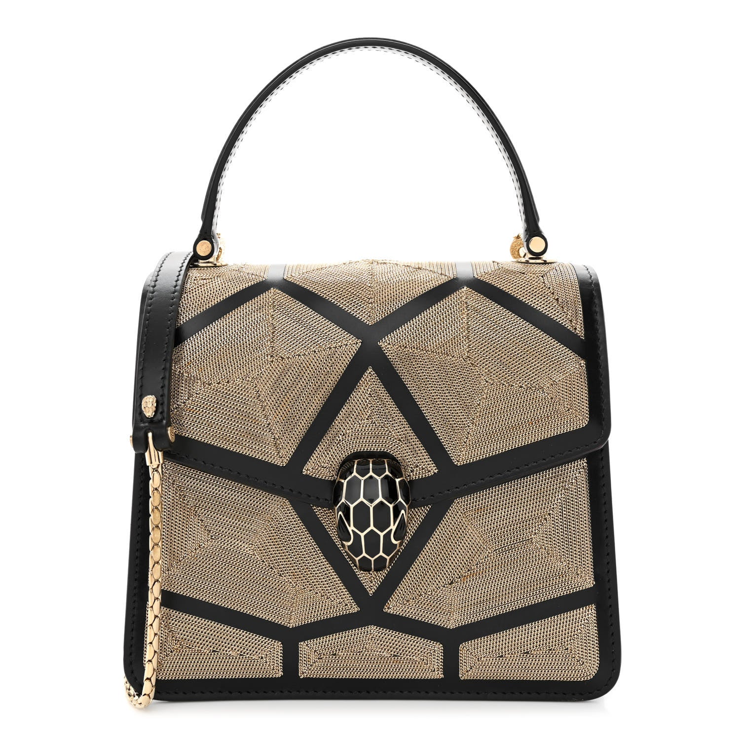 Bulgari Calfskin Million Chain Motif Serpenti Forever Top Handle Black 3 of 10