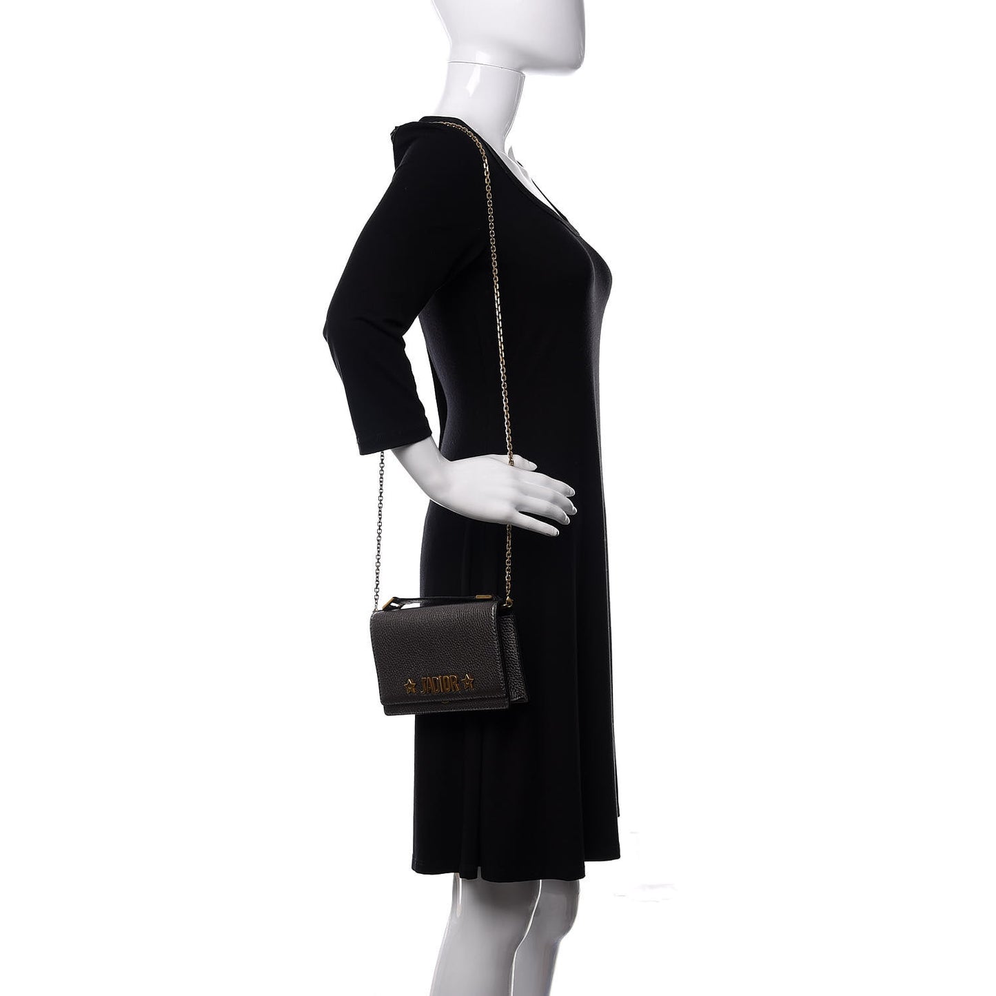 Metallic Grained Calfskin J'adior Clutch Gunmetal
