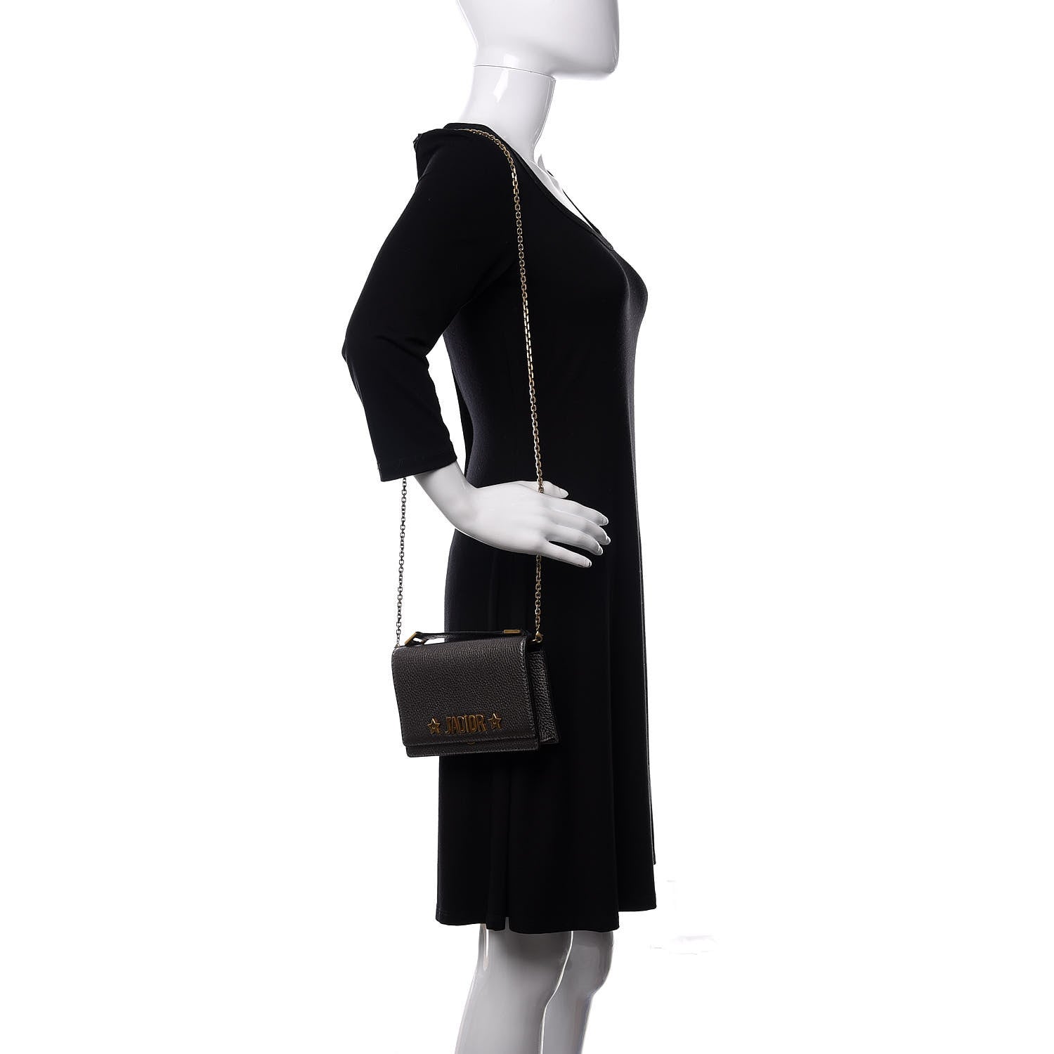Christian Dior Metallic Grained Calfskin J'adior Clutch Gunmetal 2 of 10