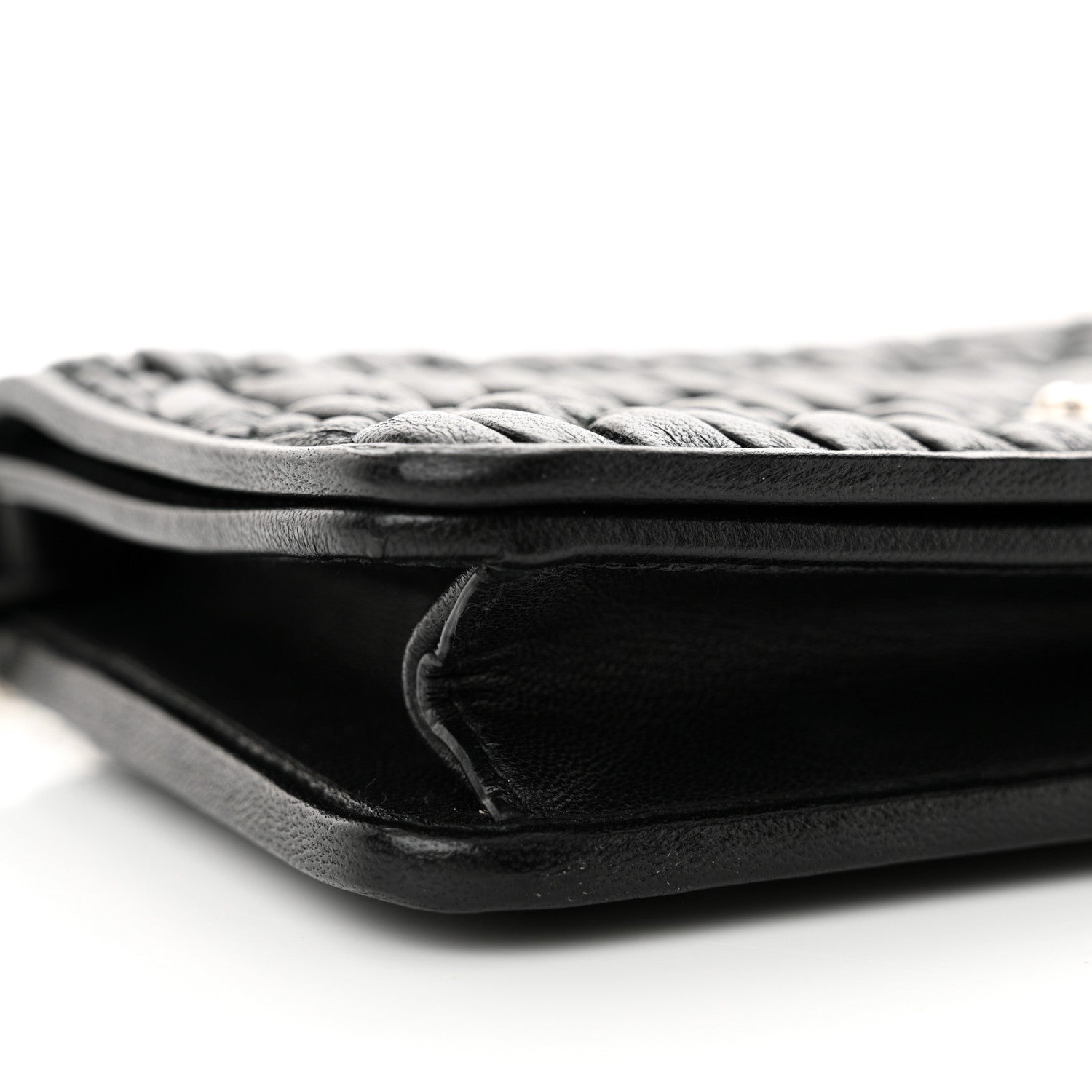 Miu Miu Nappa Matelasse Crystal Chain Wallet On Chain Black 8 of 12