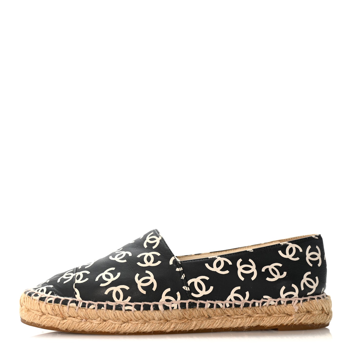 Lambskin Printed CC Espadrilles 38 Black White