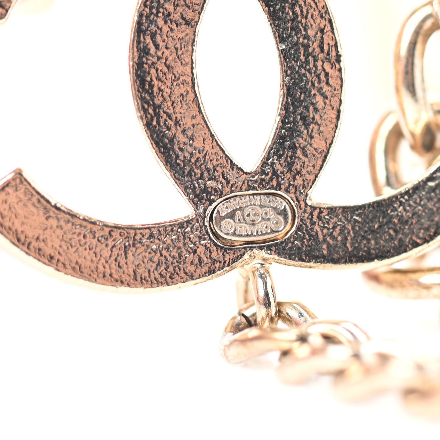 Enamel CC Chain Logo Belt Gold White