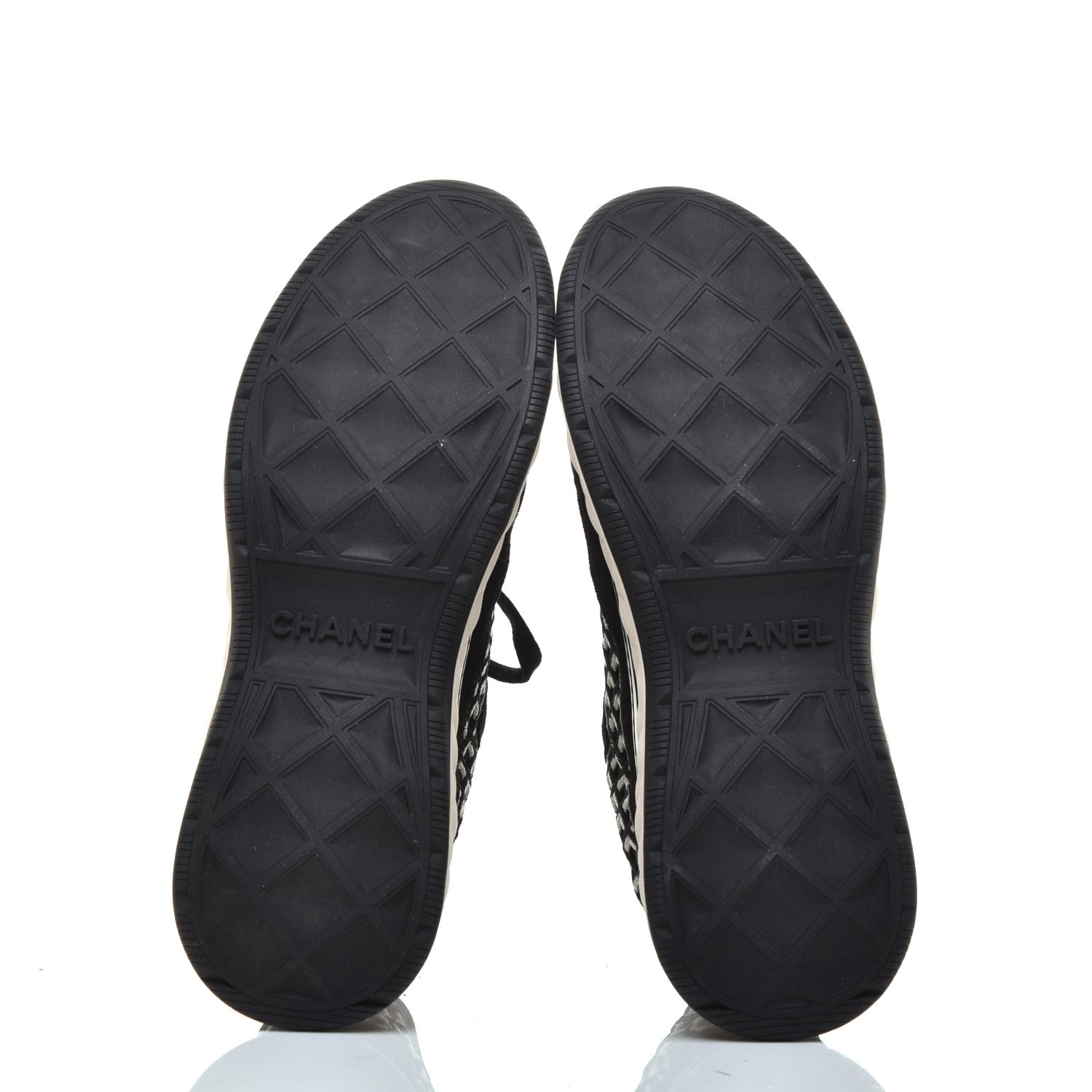 Chanel Suede Calfskin Embroidered CC Sneakers 41 Black 5 of 9