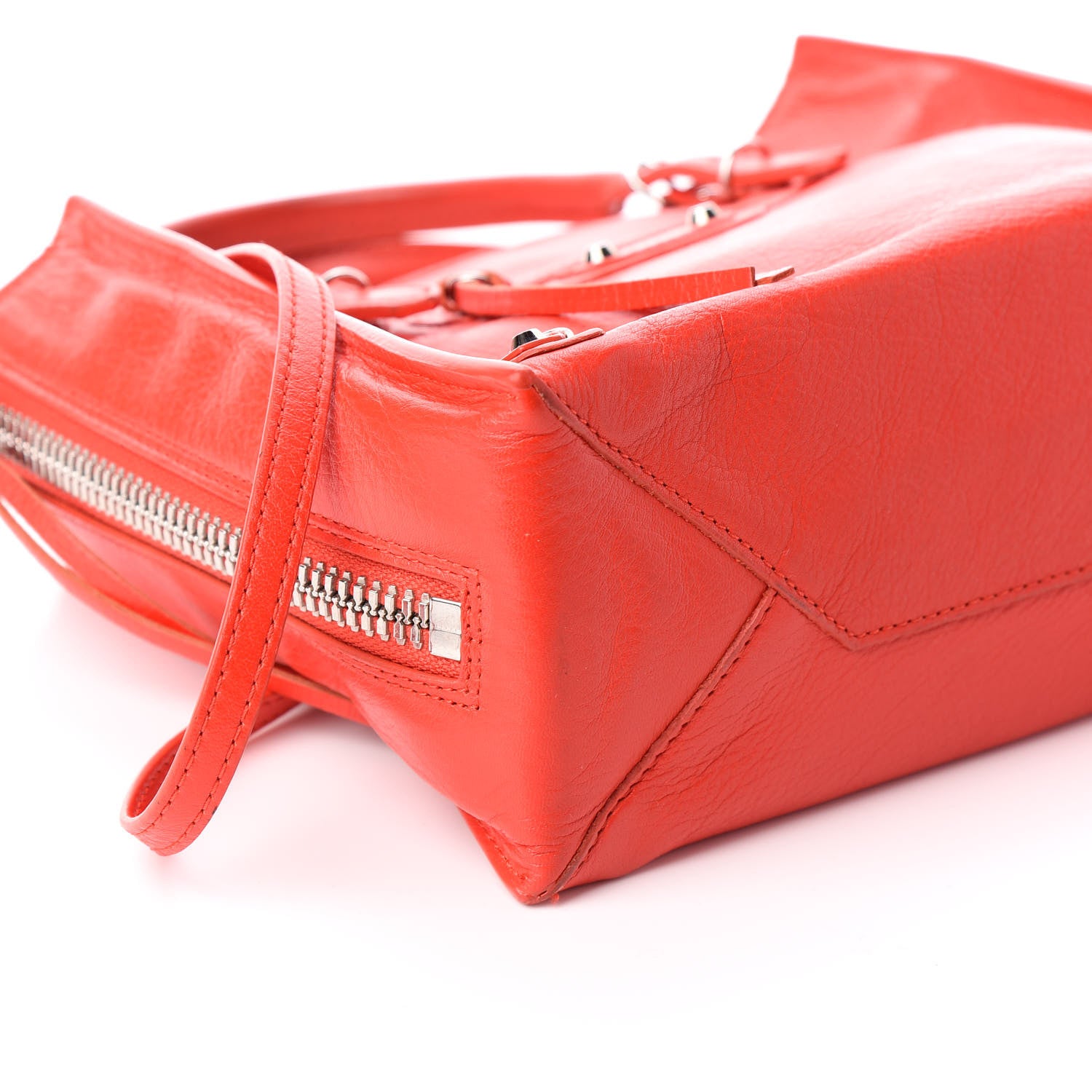 Balenciaga Calfskin Papier Mini A4 Zip Around Tote Rouge Coquelicot 8 of 12