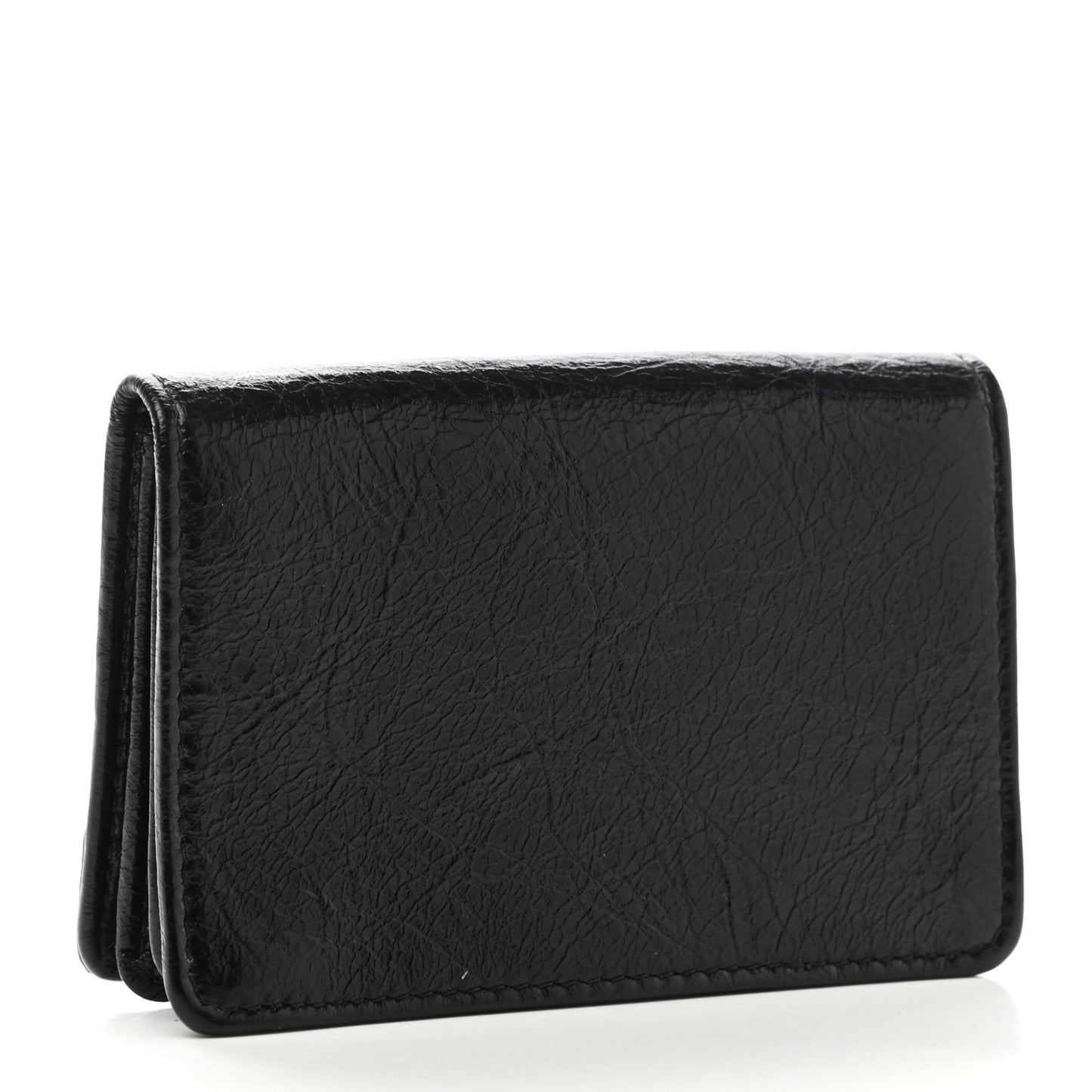 Agneau Classic Silver Hardware Card Case Black