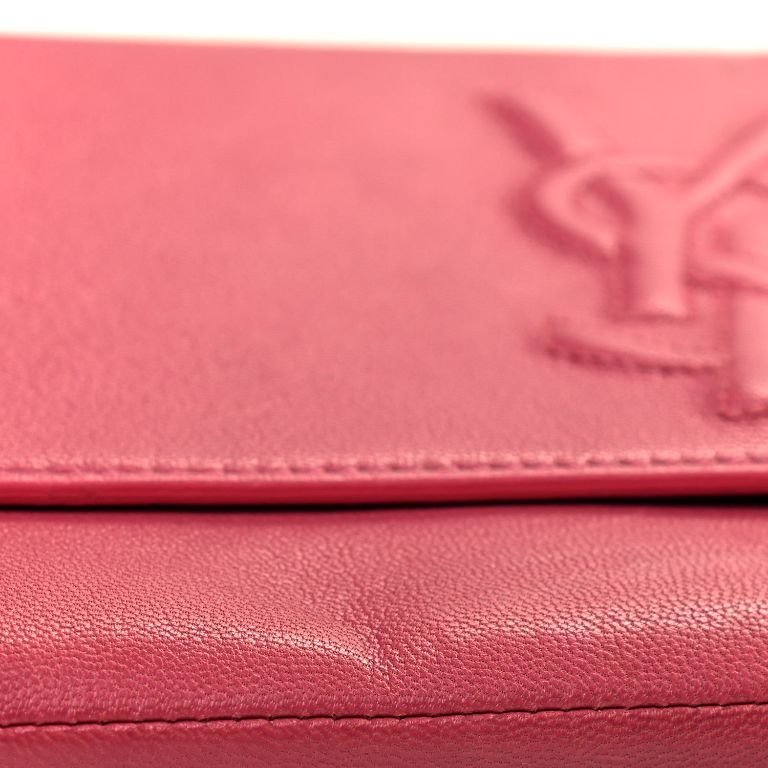 Saint Laurent Goatskin Monogram Large Belle De Jour Clutch Lipstick Fuchsia 11 of 11