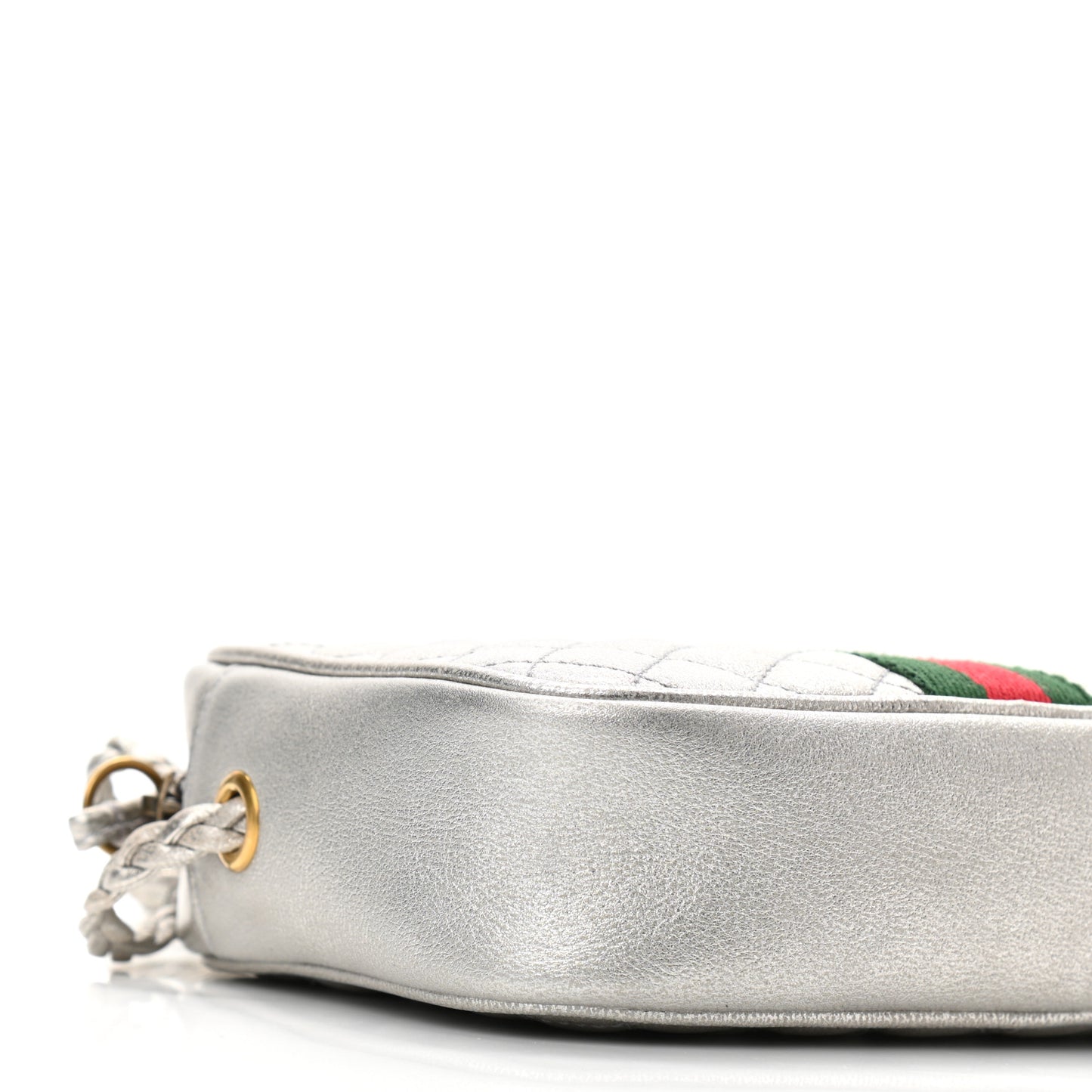 Laminated Nappa Web Trapuntata Mini GG Shoulder Bag Argento