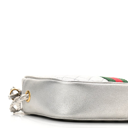 Gucci Laminated Nappa Web Trapuntata Mini GG Shoulder Bag Argento 8 of 9