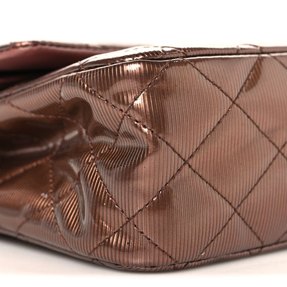 Chanel Striated Patent Quilted Medium Double Flap Bronze 9 of 12