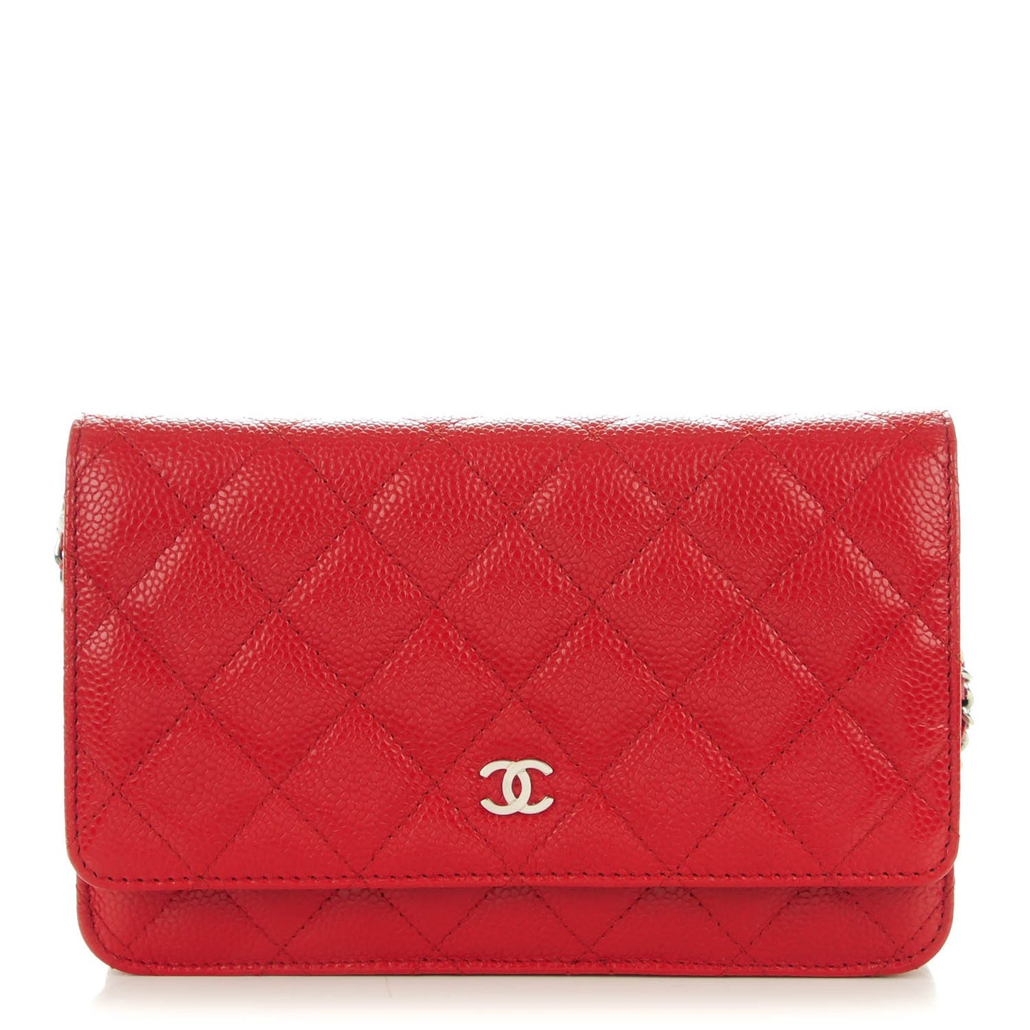 Caviar Quilted Wallet On Chain WOC Dark Red