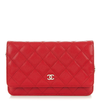 Chanel Caviar Quilted Wallet On Chain WOC Dark Red 1 of 8