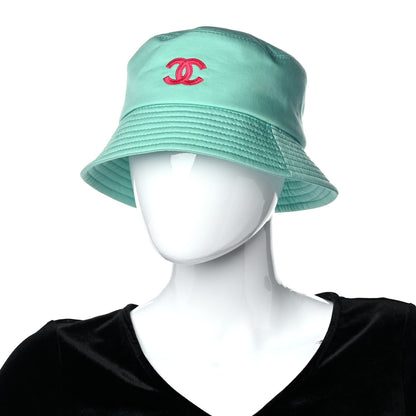 Chanel Cotton CC Cloche Bucket Hat S Turquoise Fuchsia 2 of 8