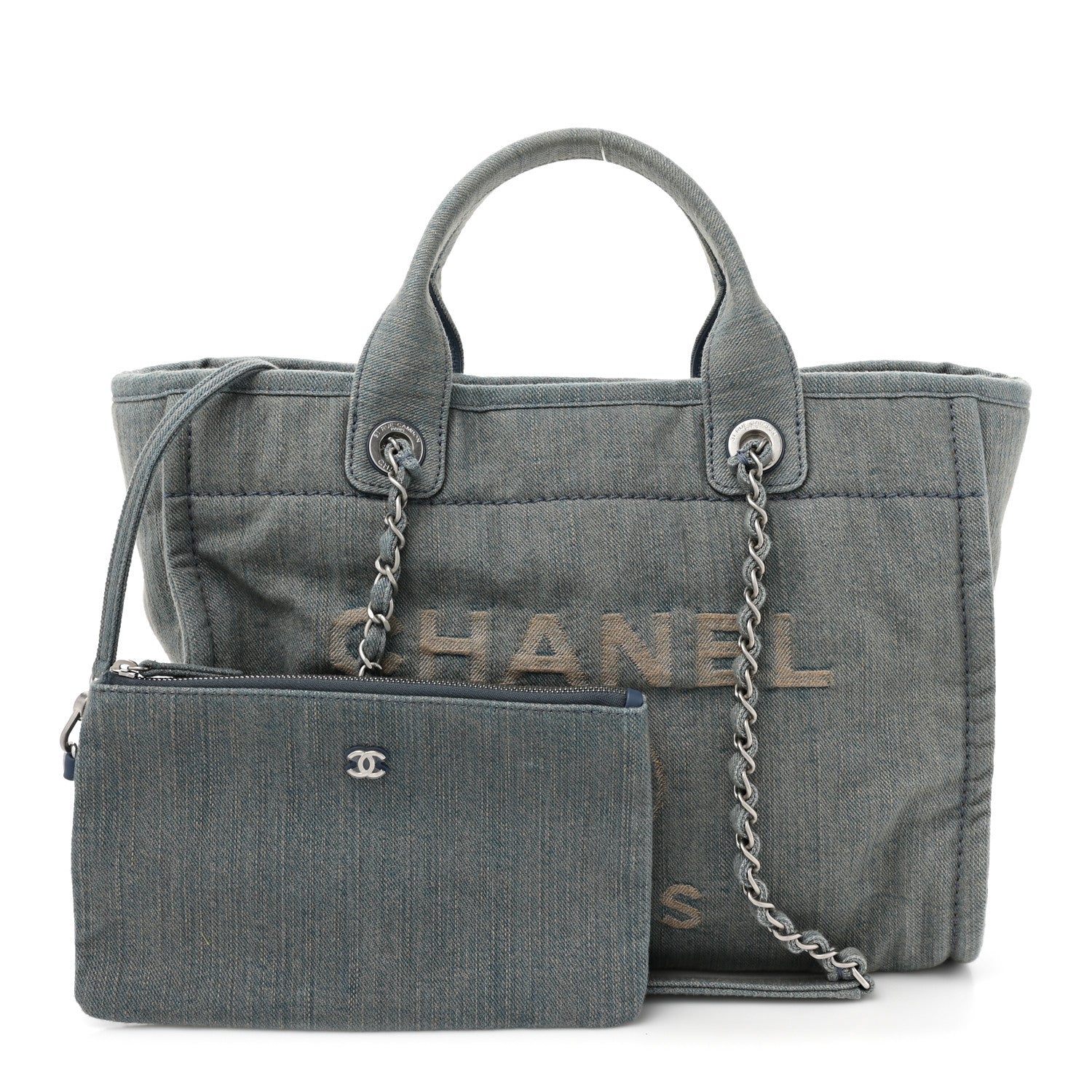 Chanel Denim Small Deauville Tote Light Blue 3 of 12