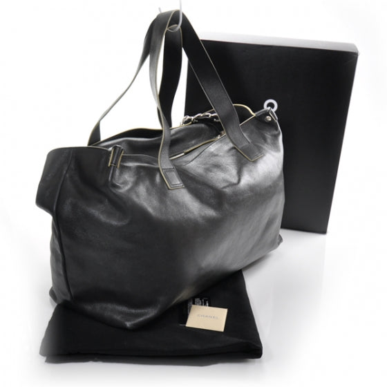 Chanel Lambskin Edgy Large Zip Top Tote Black 3 of 11