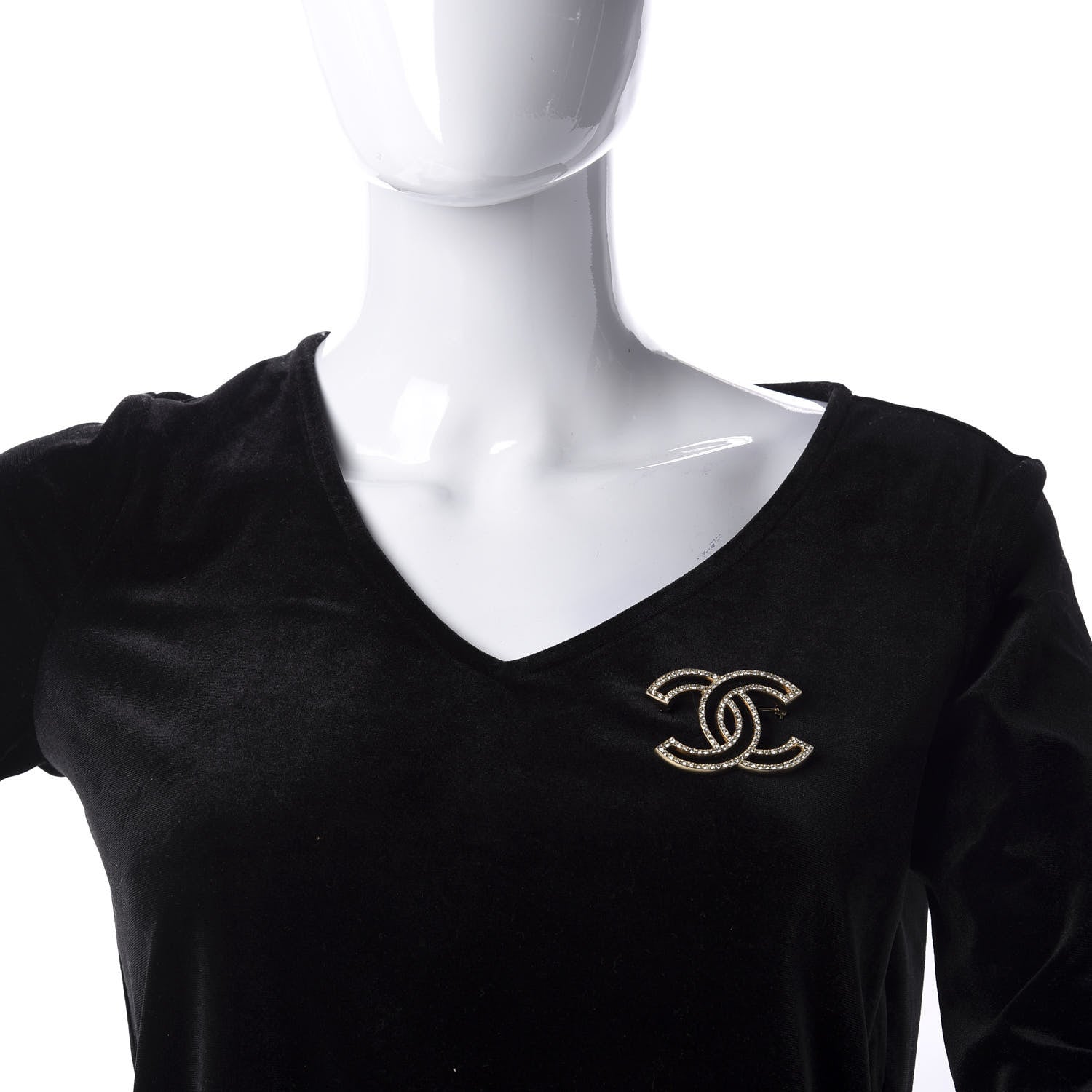 Chanel Crystal CC Brooch Light Gold 2 of 5