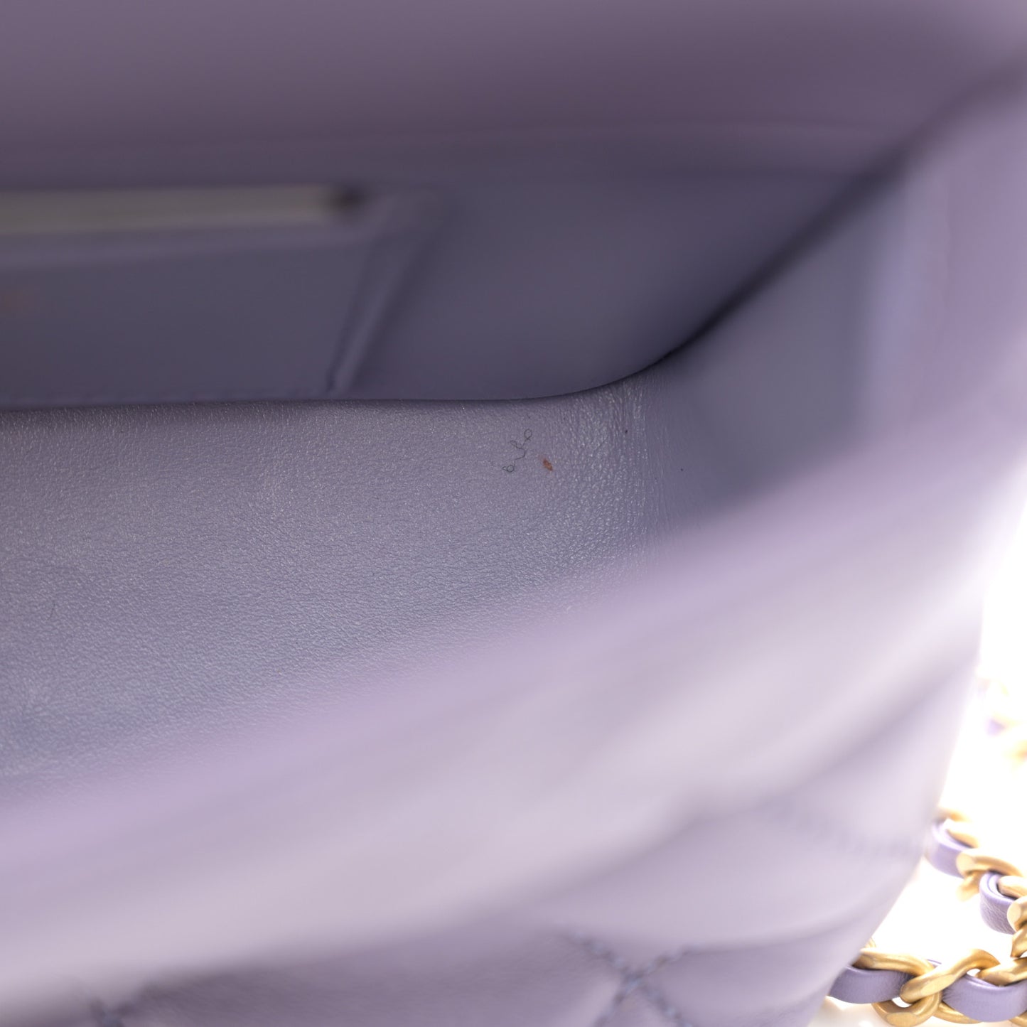 Shiny Lambskin Quilted Mini Pearl Logo Flap Light Purple